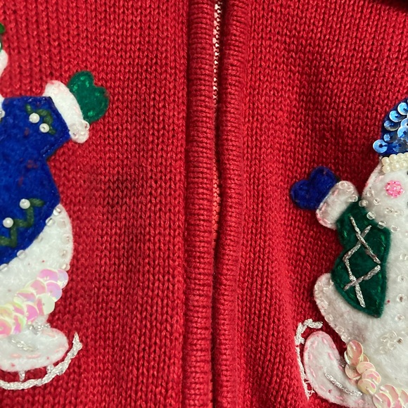 Vintage Tiara International Red Zip Up Christmas Sweater - Picture 3 of 10